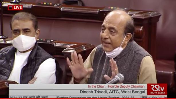 Dinesh Trivedi announcing he will resign from the Rajya Sabha on February 12, 2021.