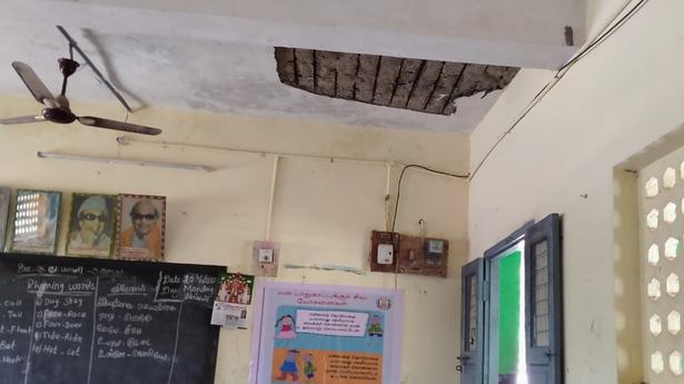 Boy injured as cement plaster from classroom roof falls over him