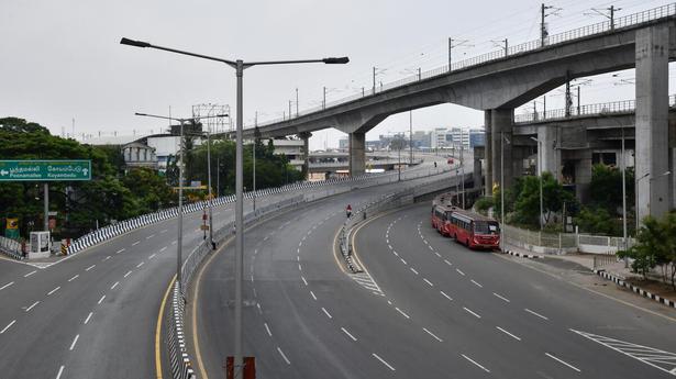 A deserted Kathipara flyover in Chennai during the Sunday lockdown, April 25, 2021 