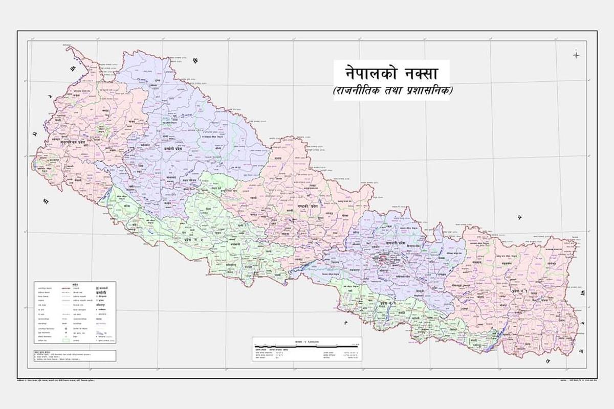 Political map of Nepal published by the country on 20 May 2020.