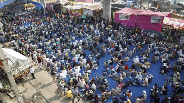 Farmers’ protest | Agitating farmer unions object to Delhi Police posters at Tikri protest site