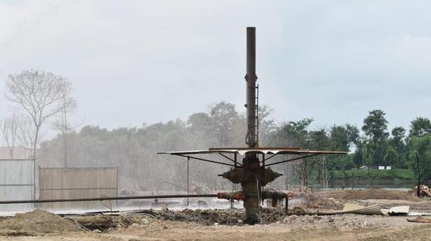 Fire atop Baghjan Well No. 5 was tamed after experts managed to cut off supply to the well by diverting the gas to two controlled flare pits. Photo: Special Arrangement