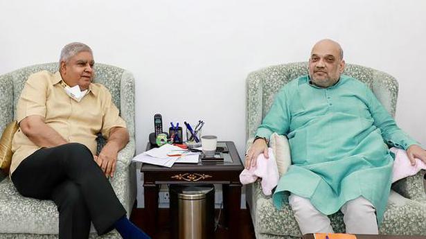   West Bengal Governor Jagdeep Dhankhar meets Union Home Minister Amit Shah, Delhi. 