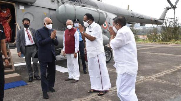 President Ram Nath Kovind arrives in the Nilgiris