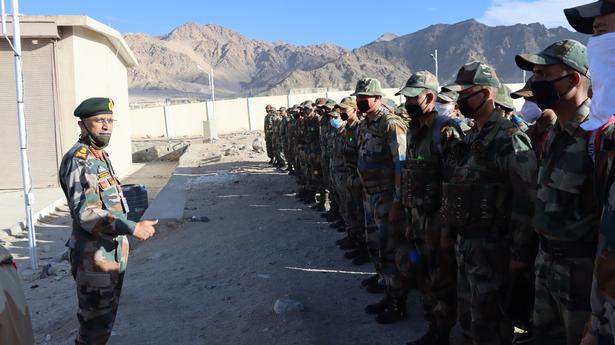 Army Chief Gen Manoj Naravane interacts with troops in Ladakh, September 4, 2020