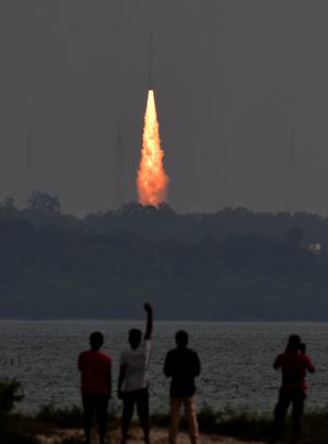 The PSLV-C43 lifts off from Satish Dhawan Space Centre in Sriharikota, Andhra Pradesh on Thursday.